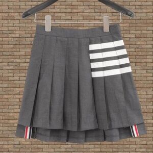 Thom Browne Pleated 4-Bar Skirt Gray